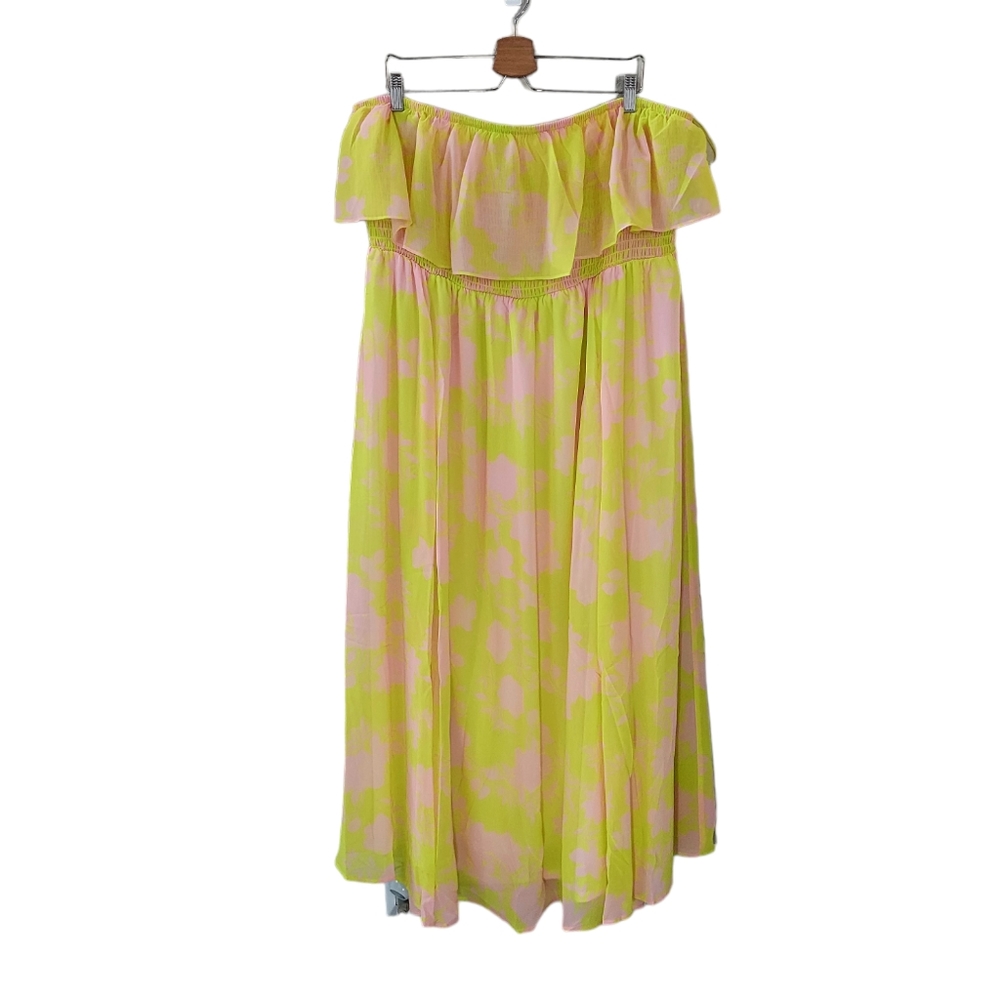 TORRIDโ Strapless Ruffle Chiffon Maxi Dress Size 3 3X 22-24